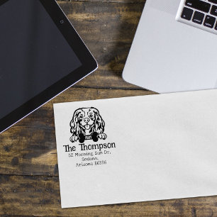 Cavalier King Charles Dog, Custom Return Address,  Rubber Stamp
