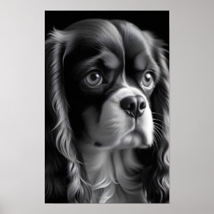 Cavalier King Charles Dog Cute Pet Portrait Poster