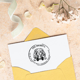 Cavalier King Charles Dog Family Return Address Rubber Stamp