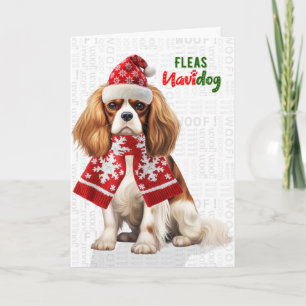 Cavalier King Charles Dog Fleas Navidog Christmas Holiday Card