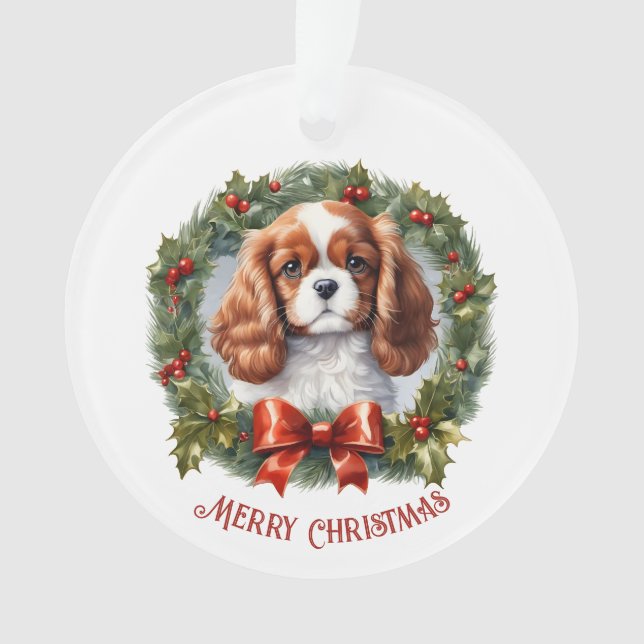Cavalier King Charles Dog Puppy Name Christmas  Ornament (Front)