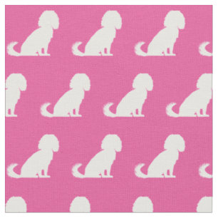 Cavalier King Charles Dog Silhouette Pet Pink Fabric