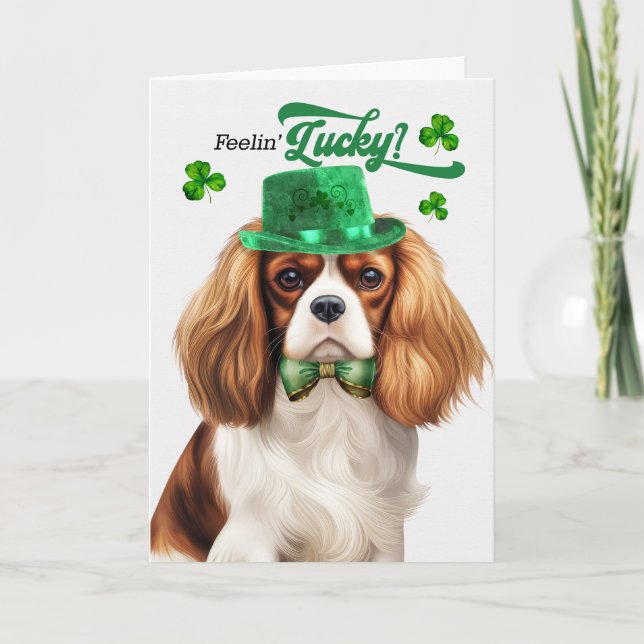 Cavalier King Charles Dog St Patrick's Day Holiday Card (Front)