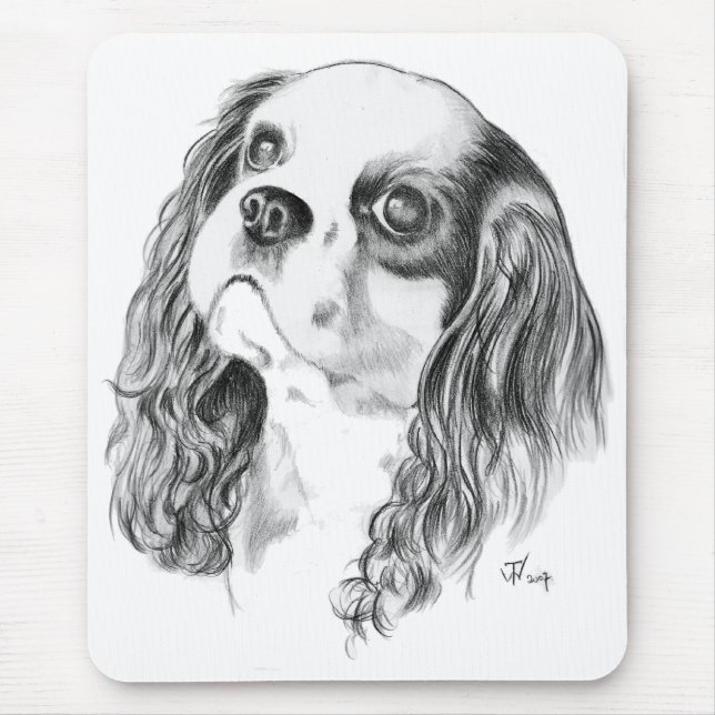 Cavalier King Charles Drawing Mouse Mat (Front)