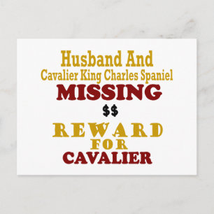 Cavalier King Charles & Husband Missing Reward Fo Postcard