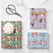 Cavalier King Charles Pastel Christmas Pattern