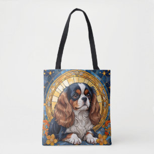 Cavalier King Charles Pastel Golden Stained Glass Tote Bag