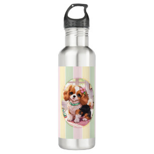 Cavalier King Charles Pastel Lines Cottagecore 710 Ml Water Bottle