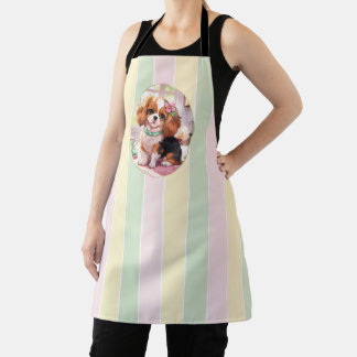 Cavalier King Charles Pastel Lines Cottagecore Apron