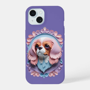 Cavalier King Charles Pastel Paper Cutting Art iPhone 15 Case