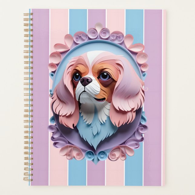 Cavalier King Charles Pastel Paper Cutting Art  Planner (Front)
