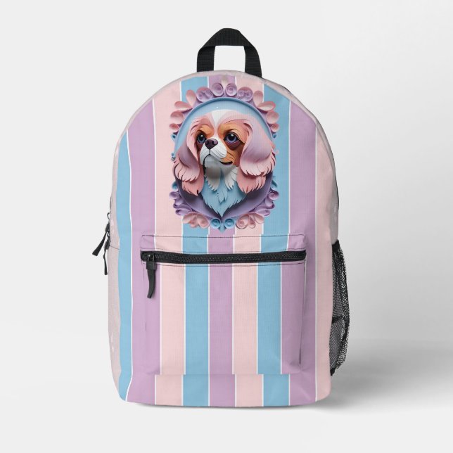 Cavalier King Charles Pastel Paper Cutting Art Printed Backpack (Front)