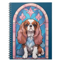 Cavalier King Charles Pastel Pink Stained Glass