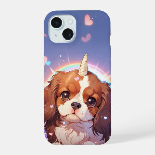 Cavalier King Charles Pastel Unicorn Rainbow sky iPhone 15 Case