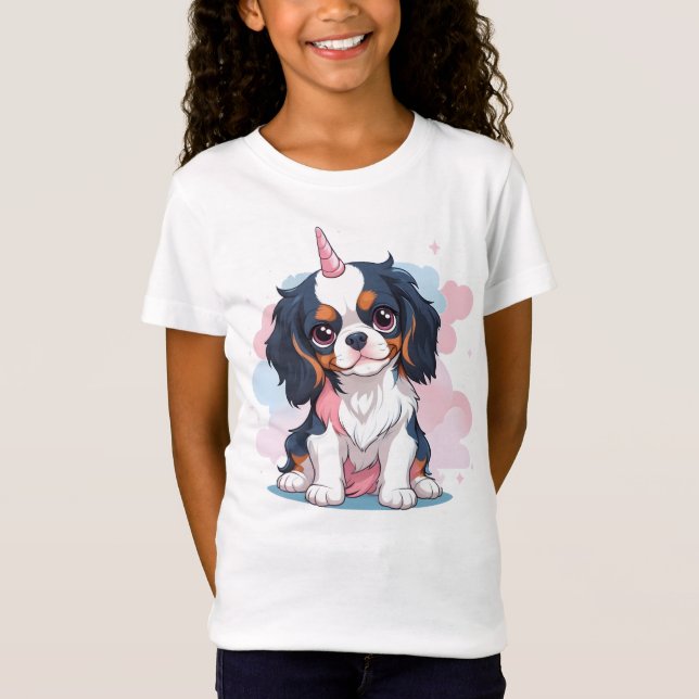 Cavalier King Charles Pastel Unicorn T-Shirt (Front)