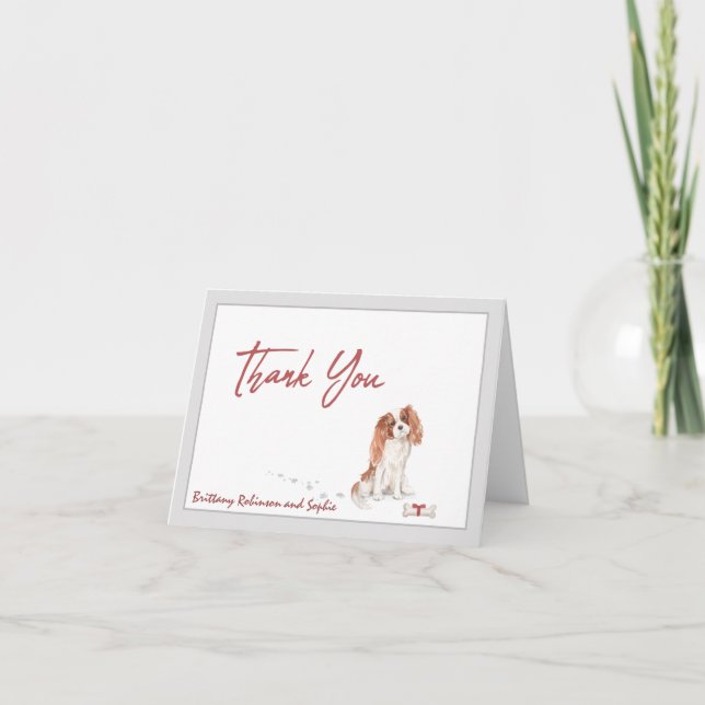Cavalier King Charles Pet Dog Personalise Bone   Thank You Card (Front)