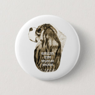 Cavalier King Charles Spaniel Antique Profile 6 Cm Round Badge