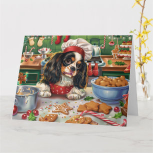 Cavalier King Charles Spaniel Baking Christmas Card
