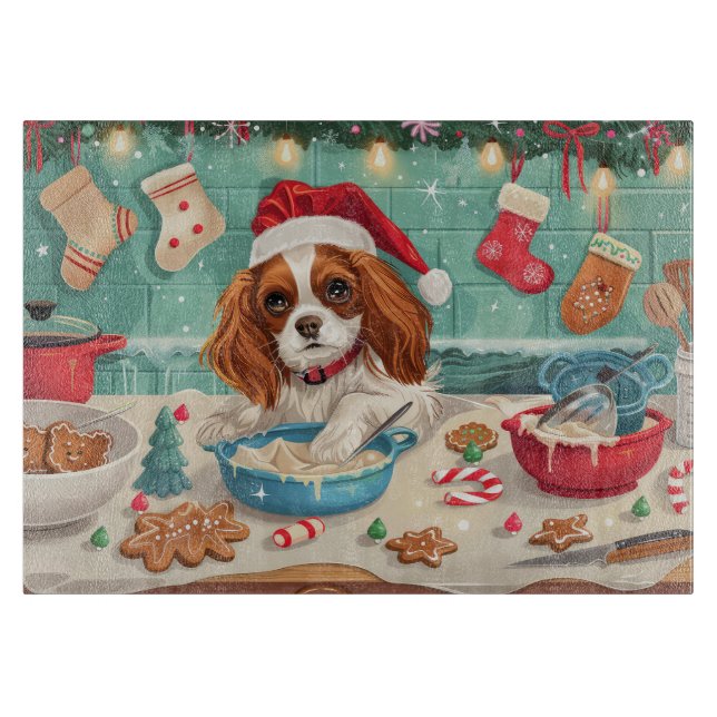 Cavalier King Charles Spaniel Baking Christmas Cutting Board (Front)