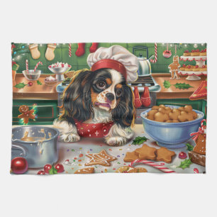 Cavalier King Charles Spaniel Baking Christmas Tea Towel