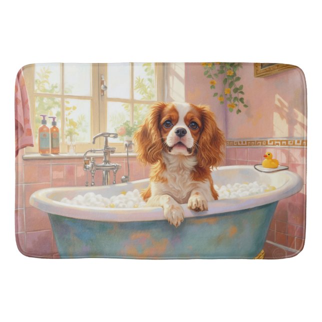 Cavalier King Charles Spaniel Bath Time Elegant Ba Mat (Front)