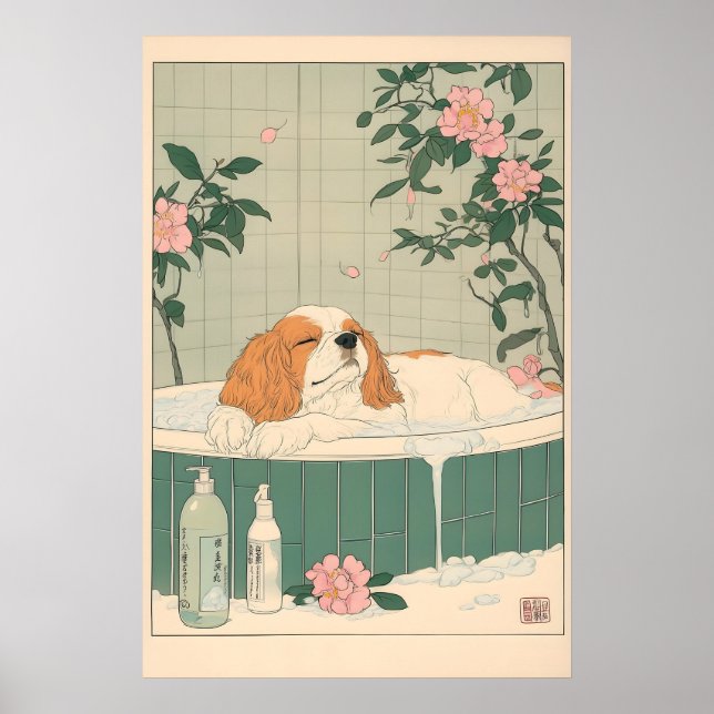 Cavalier King Charles Spaniel Bathroom Art Print (Front)