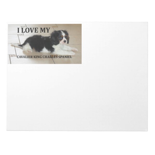 Cavalier_King_Charles_Spaniel black and white love Notepad (Front)