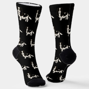 cavalier king charles spaniel black and white toon socks
