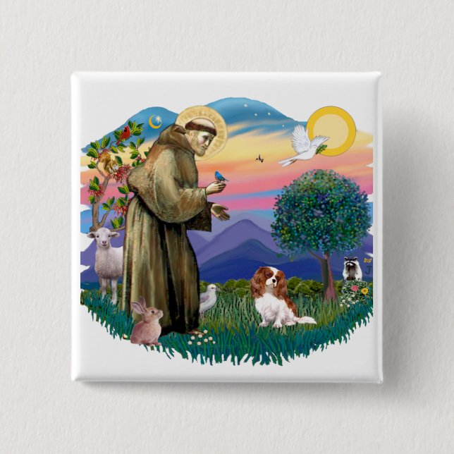 Cavalier King Charles Spaniel (Blenheim #2) 15 Cm Square Badge (Front)