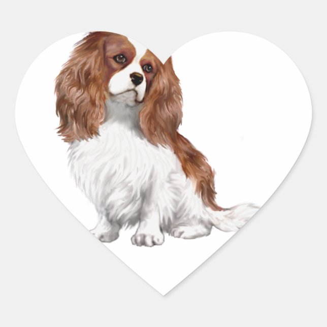 Cavalier King Charles Spaniel (Blenheim A) Heart Sticker (Front)