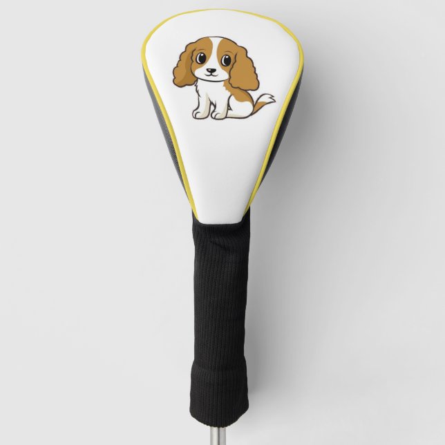 cavalier king charles spaniel blenheim cartoon golf head cover (Front)