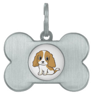 cavalier king charles spaniel blenheim cartoon pet ID tag