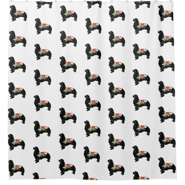 Cavalier King Charles Spaniel Bohemian Floral Shower Curtain (Front)