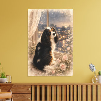Cavalier King Charles Spaniel by the Window with R Canvas Print