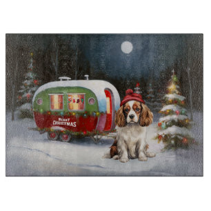 Cavalier King Charles Spaniel Caravan Christmas  Cutting Board