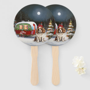 Cavalier King Charles Spaniel Caravan Christmas  Hand Fan