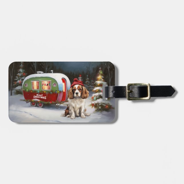 Cavalier King Charles Spaniel Caravan Christmas  Luggage Tag (Front Horizontal)