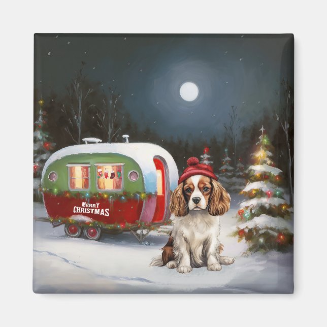 Cavalier King Charles Spaniel Caravan Christmas  Magnet (Front)
