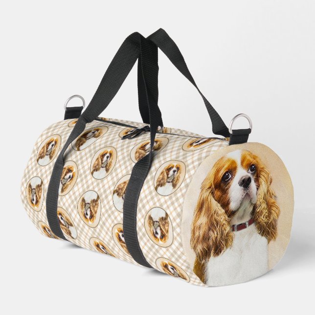 Cavalier King Charles Spaniel Cav Dog Art Painting Duffle Bag (Left Corner)