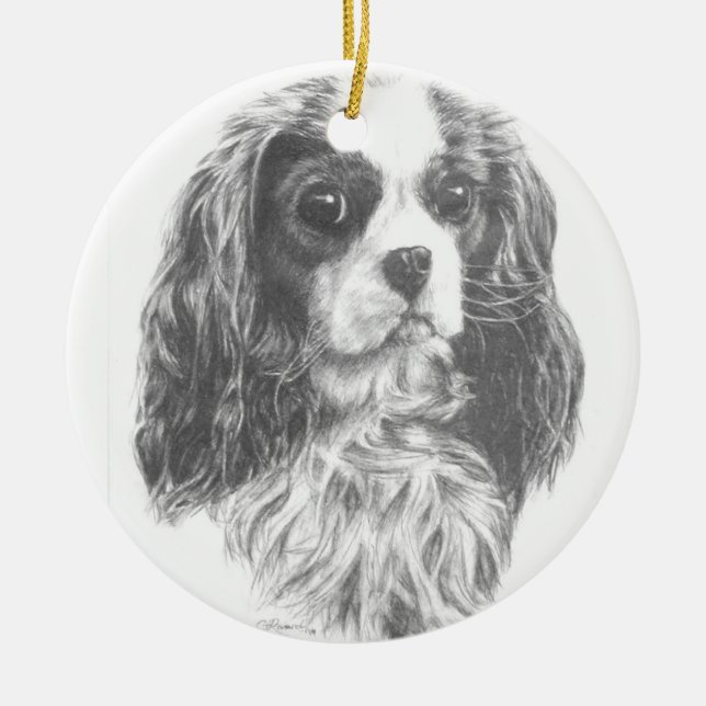 Cavalier King Charles Spaniel Ceramic Tree Decoration (Front)