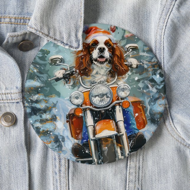 Cavalier King Charles Spaniel Christmas 6 Cm Round Badge (In Situ)