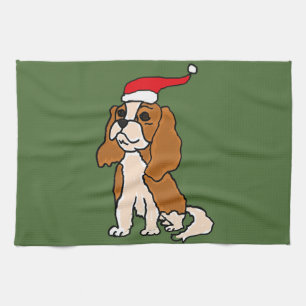 Cavalier King Charles Spaniel Christmas Art Tea Towel