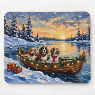 Cavalier King Charles Spaniel Christmas Boat Mouse Mat