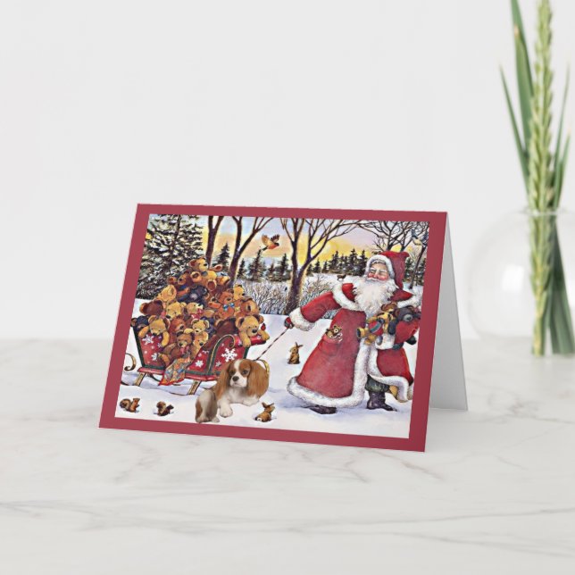 Cavalier King Charles Spaniel Christmas Card Bears (Front)