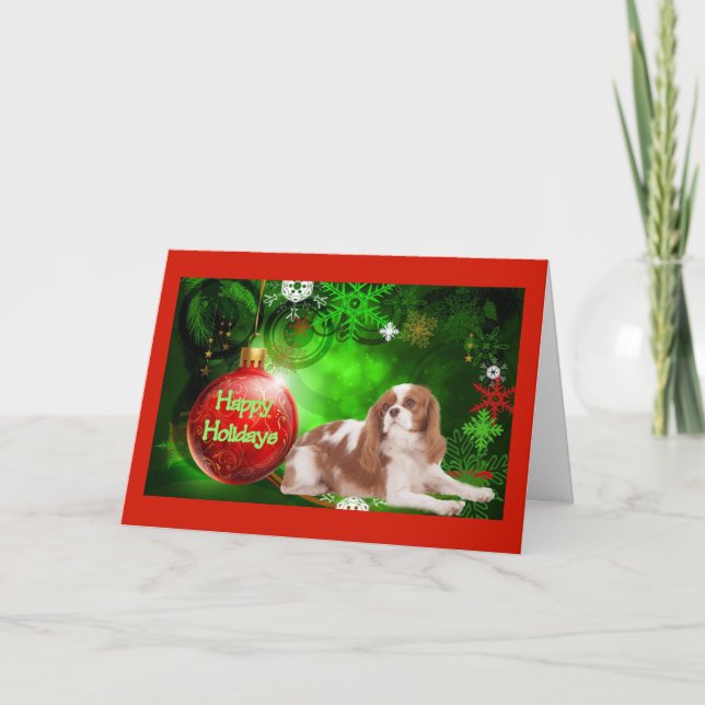 Cavalier King Charles Spaniel Christmas Card Red B (Front)