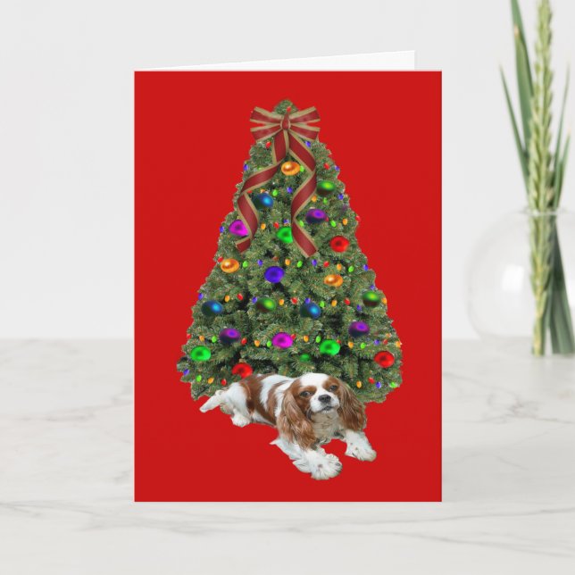 Cavalier King Charles Spaniel Christmas Card Tree (Front)