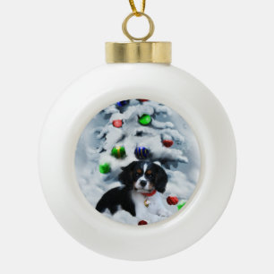 Cavalier King Charles Spaniel Christmas Ceramic Ball Christmas Ornament