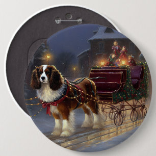 Cavalier King Charles Spaniel Christmas Festive 6 Cm Round Badge
