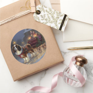 Cavalier King Charles Spaniel Christmas Festive  Classic Round Sticker