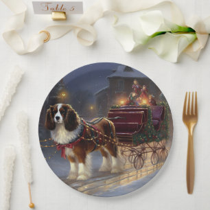 Cavalier King Charles Spaniel Christmas Festive  Paper Plate